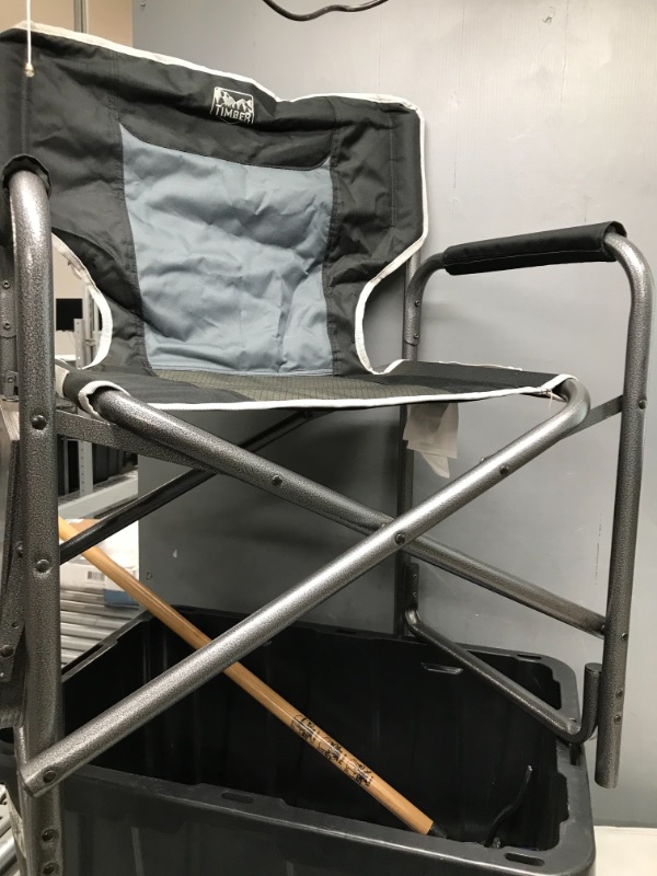 Photo 2 of **** USED **** EVER ADVANCED Medium Tall Directors Chair Foldable Makeup Artist Chair Bar Height with Side Table Cup Holder and Storage Bag Footrest, Supports 350LBS (Grey, Seat Height: 23.2 inches) Grey Seat height: 23.2 inches