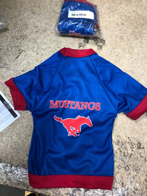 Photo 2 of Bundle of 2 NCAA SMU Mustangs Athletic Mesh Dog Jersey Team Color XX-Small