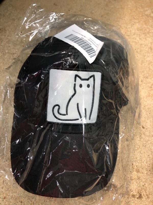 Photo 1 of Cat Embroidered Trucker Hat Mesh Bucket Baseball Caps for Men Women Cat Lovers Gifts Black 001 One Size