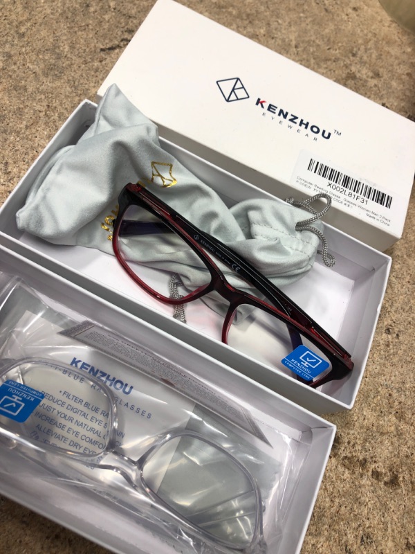 Photo 1 of K KENZHOU Blue Light Computer Glasses 2 pack For Women & Men Anti Blue Light (Black red and clear) 