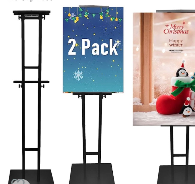 Photo 1 of **MISSING BASE**
Kweetle 2 Pack Double-Sided Poster Stand for Display, Adjustable Height Pedestal Sign Stands Up to 73 Inches, Floor Banner Stand, Heavy Duty Floor Sign Holder with No-Slip Base