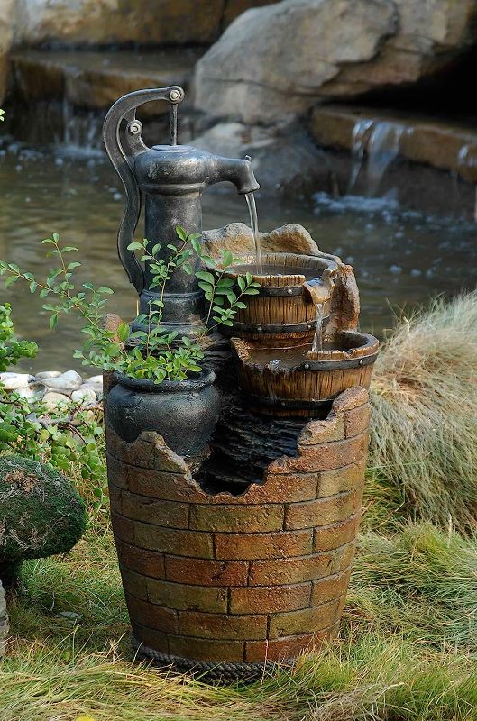Photo 1 of **MINOR DAMAGE** Jeco Glenville Water Pump Cascading Water Fountain, Brown/Black
