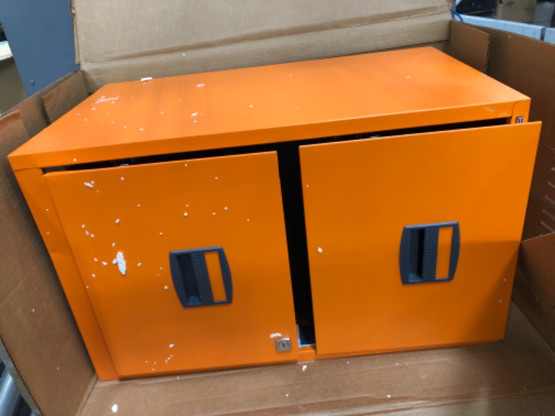 Photo 3 of Bisley Two Drawer Steel Home or Office Filing Cabinet, Orange (FILE2-OR)
