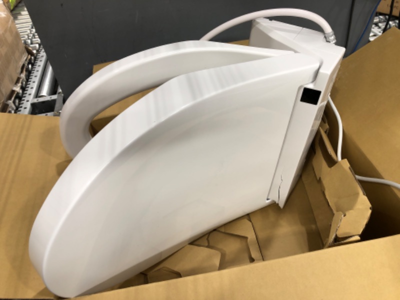 Photo 2 of **DAMAGED** TOTO SW3084#01 WASHLET C5 Electronic Bidet Toilet Seat with PREMIST and EWATER+ Wand Cleaning, Elongated, Cotton White C5 Elongated Cotton White ***FOR PARTS***