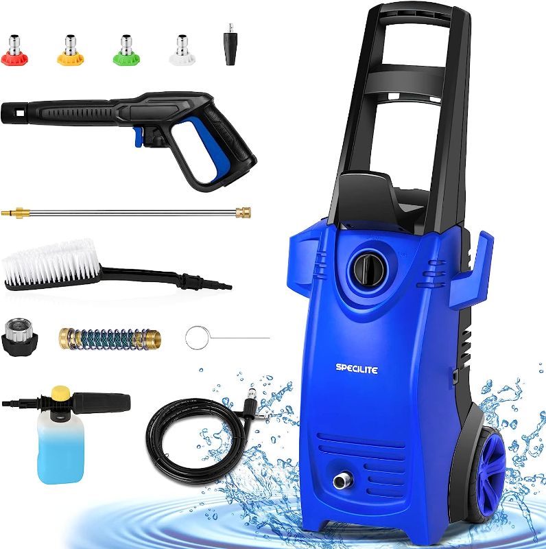 Photo 1 of **MISSING PARTS** SPECILITE Electric Pressure Power Washer - 1800W High Power Washer with TSS, 2000 PSI 1.76 GPM Car Washer Cleaner for Home, Driveway, Fence, Patio Furniture, Garden, Glass (Blue)
