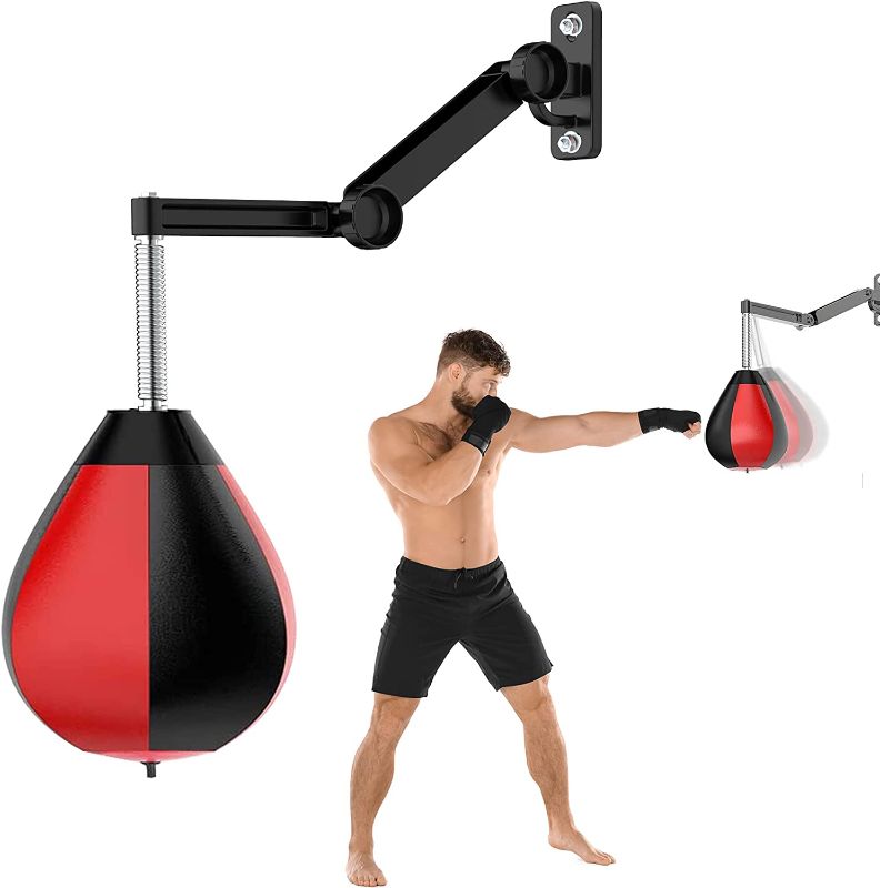 Photo 1 of **DAMAGED BAG TORN MISSING HARDWARE** Speed Bag Boxing Punching Bag Wall Mount Height Adjustable Boxing Reflex Ball Speed Bag for Boxing Boxing for Adults Kids
