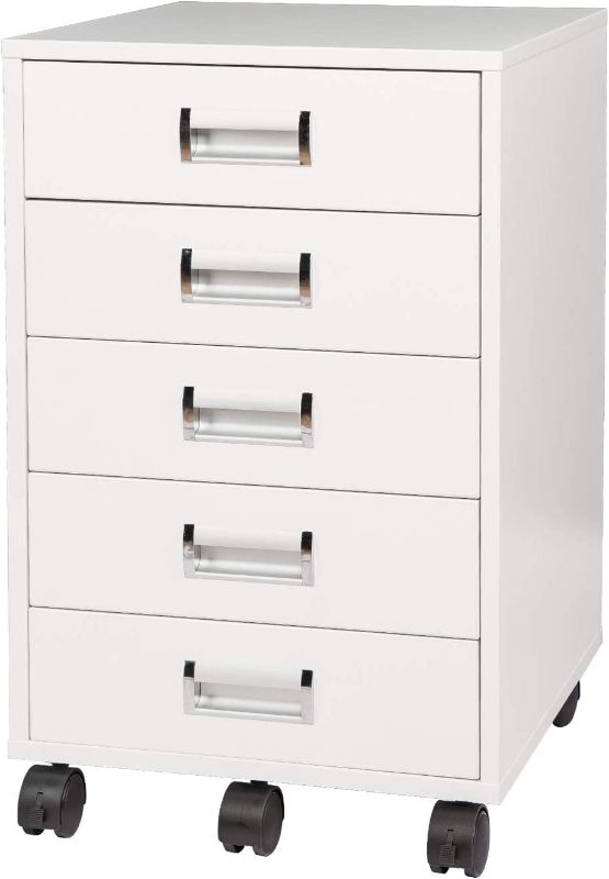 Photo 1 of **DAMAGED BOTTOM** TOPSKY 5 Drawer Mobile Cabinet Fully Assembled Except Casters Built-in Handle (White)
