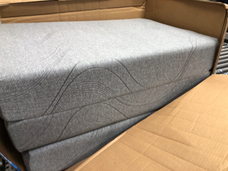 Photo 2 of **LIKE NEW** IYEE NATURE Tri Folding Mattress, 6 inch Small Twin Folding Memory Form Mattress Topper with Washable Cover, Fodable Mattress for Camping, Guest, Yoga - 75"x25"x6"
