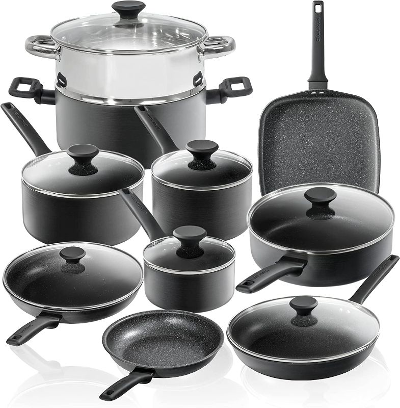 Photo 1 of *MISSING PARTS** Granitestone Pro Premier Pots and Pans Set Nonstick, 17 Pc Hard Anodized Kitchen Cookware Set Nonstick, Ultra Durable, Diamond & Mineral Coating, Stay Cool Handles, Dishwasher Safe, 100% Toxin Free
