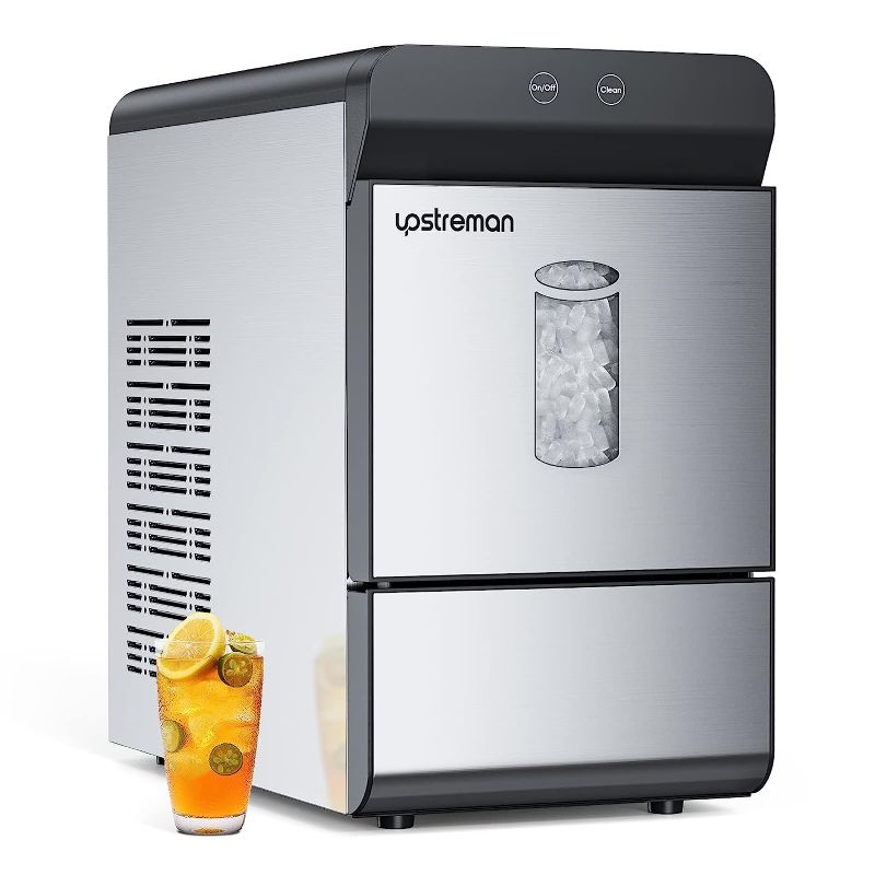 Photo 1 of **SMALL DENTS** Upstreman X90 Countertop Nugget Ice Maker | Max 33Lbs/Day | Self-Cleaning Pebble Ice Maker Machine | Stainless Steel Housing | Fit Under Wall Cabinet for Home | Kitchen | Office | Bar | Party
