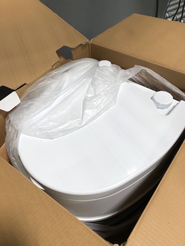 Photo 2 of Camco Premium Portable Travel Toilet | 2.6 gallon | Three Directional Flush and Swivel Dumping Elbow (41535) , White