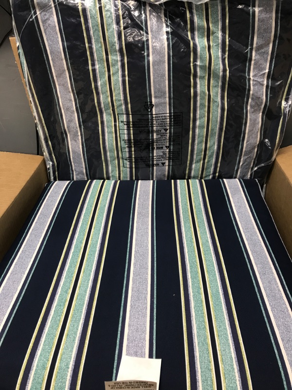 Photo 1 of 
Arden Selections Outdoor Dining Chair Cushion 20 x 20, Sapphire Aurora Blue Stripe