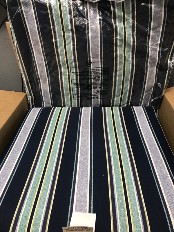 Photo 2 of 
Arden Selections Outdoor Dining Chair Cushion 20 x 20, Sapphire Aurora Blue Stripe