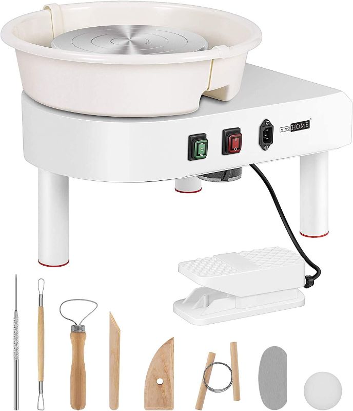 Photo 2 of **SEE NOTES**
VIVOHOME 25CM Pottery Wheel Forming Machine 350W Electric DIY Clay Tool with Foot Pedal and Detachable Basin for Ceramic Work Art Craft White