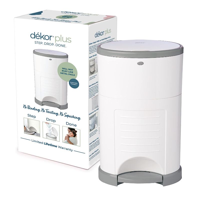 Photo 1 of 
Dekor Plus Hands-Free Diaper Pail | White | Easiest to Use | Just Step – Drop – Done | Doesn’t Absorb Odors | 20 Second Bag Change | Most Economical Refill..