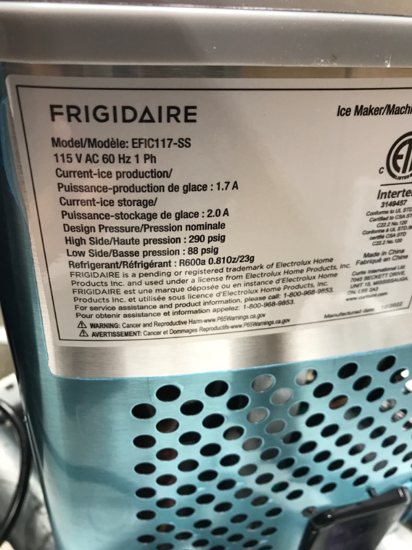 Photo 3 of 
Frigidaire Countertop Ice Maker, Compact Machine, 26 lbs per day, Stainless