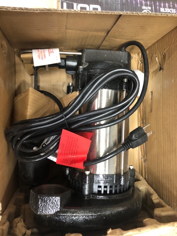 Photo 2 of Red Lion RL33CSS Stainless Steel Sump Pump, Snap-Action Switch, 115-Volt, 1/3 HP, 3500 GPH, Steel, 14942793