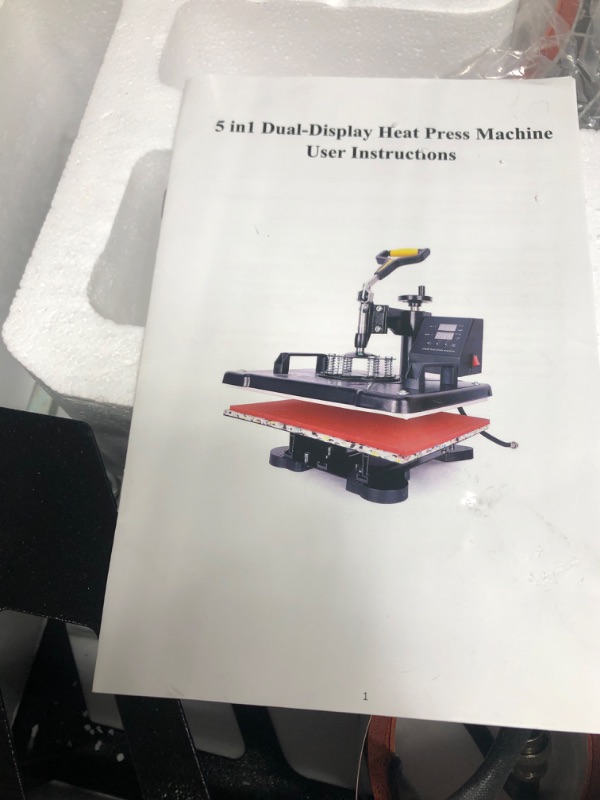 Photo 4 of CREWORKS Heat Press Machine 15x15 Inch, T Shirt Transfer Press with 5 in 1 Mug Plate Cap Set, 360 Swing Away Sublimation Heat Press for T Shirt Mug Hat Cup Shoes (15x15 Inch 5 in 1)