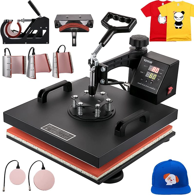 Photo 1 of VEVOR Heat Press Machine - 8 in 1 Heat Press 15x15 Inch, T Shirt Press Machine Digital Control, 360° Swing Away Heat Press Transfer Sublimation for Banners/Canvas/Bags/Mugs/Hats/Cups/Plates/T-Shirts
