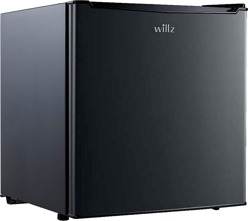 Photo 1 of Willz WLR17BK Compact Refrigerator, 1.7 Cu.Ft Single Door Fridge, Adjustable Mechanical Thermostat with Chiller, 1 Coated Wire Slide-Out Shelf, 1 Power Cord, Black
