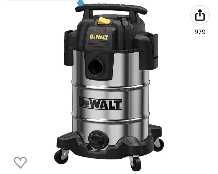 Photo 1 of **SEE NOTES**
DeWalt DXV08S Wet/Dry Vacuum 8 Gallon 4 Peak HP, Stainless Steel, Silver