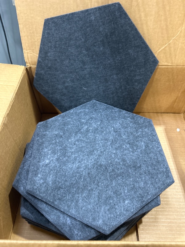 Photo 2 of 12 Pack Self-adhesive Hexagon Acoustic Panels Beveled Sound Proof Foam Panels, 12"X12"X 0.45" High Density Sound Proofing Padding for Wall,...
