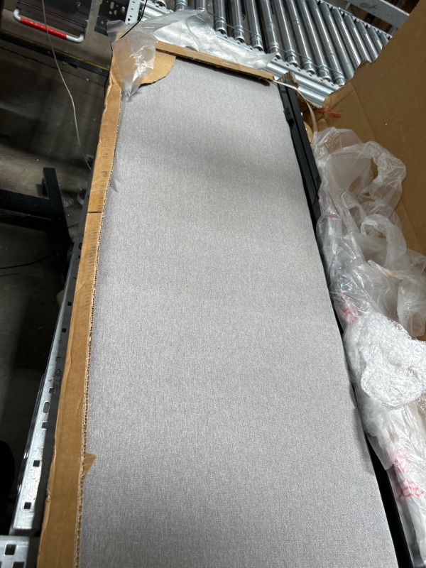 Photo 2 of ***Parts Only***Flash Furniture Melbourne Metal Upholstered Queen Size Headboard in Light Gray Fabric Queen Light Gray