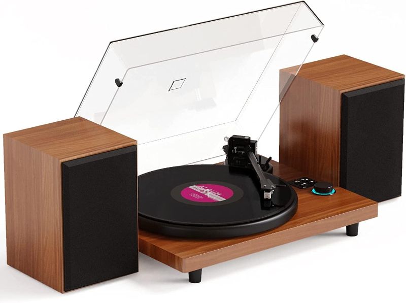 Photo 1 of Vinyl Record Player, Belt-Driven Bluetooth Turntable with Built-in Speakers & Magnetic Cartridge,Supports Vinyl to MP3 Function/Phono preamp/AUX-in/RCA Output
