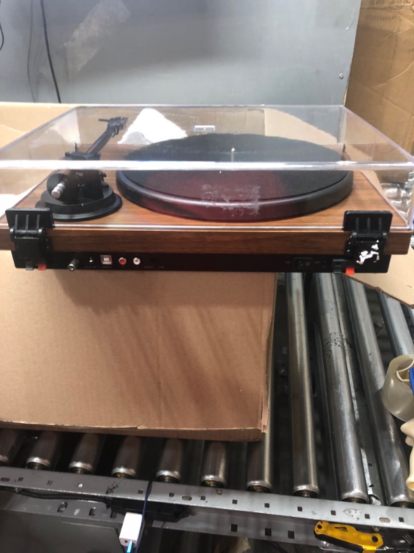 Photo 7 of Vinyl Record Player, Belt-Driven Bluetooth Turntable with Built-in Speakers & Magnetic Cartridge,Supports Vinyl to MP3 Function/Phono preamp/AUX-in/RCA Output
