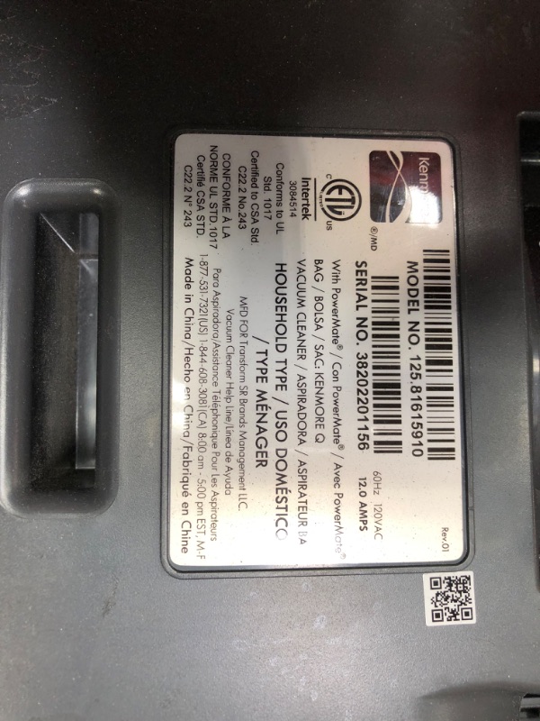 Photo 3 of **DOES NOT POWER ON **Kenmore 600 Series Friendly Lightweight Bagged Canister Vacuum with Pet PowerMate, Pop-N-Go Brush, 2 Motors, HEPA Filter, Aluminum Telescoping Wand, Retractable Cord and 4 Cleaning Tools, Purple
