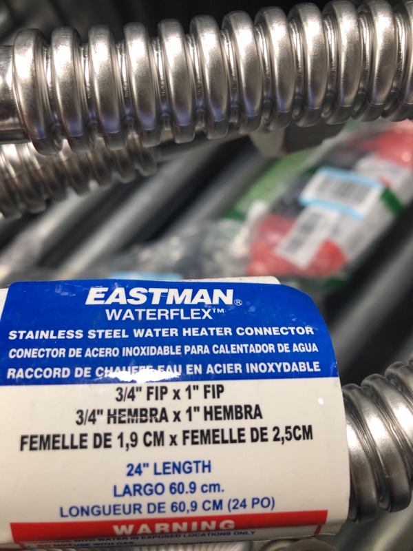 Photo 3 of ( two pack ) Eastman 24 Inch Water Heater Connector, 3/4 Inch FIP x 1 Inch FIP, Flexible Corrugated Stainless Steel, 0437524