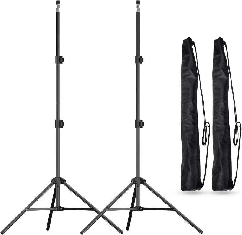 Photo 1 of EMART 7 Ft Light Stand for Photography, Portable Photo Video Tripod Stand, Lighting Stand with Carry Case for Speedlight, Flash, Softbox, Umbrella, Strobe Light, Camera, Photographic Portrait - 2 Pack
