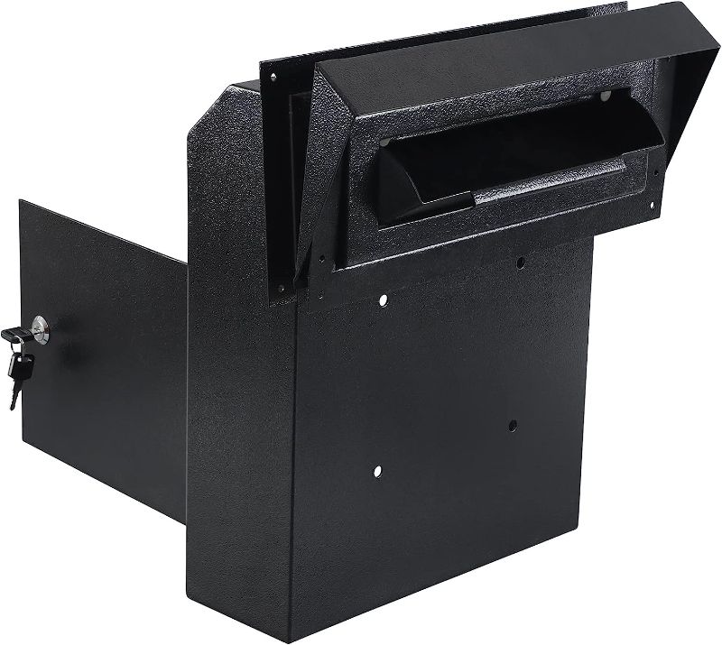 Photo 1 of xydled Door Drop Box for Mail, Heavy Duty Mail Boxes with Key Lock,15''x12''x6'',Locking Metal Mailbox Door Mounted,Through The Door Safe Locking Drop Box, Black
