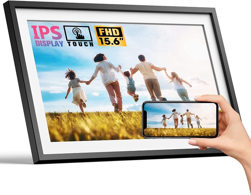 Photo 1 of WiFi 15.6'' Digital Picture Frame with 1920x1080 Resolution, FHD IPS Touchscreen Digital Photo Frame Share Photos and Videos Remotely via APP - Gift Guide for Father's Day
