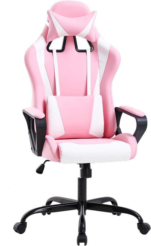 Photo 1 of ***MISSING COMPONENTS*** Gaming Chair Office Chair Desk Chair Ergonomic Executive Swivel Rolling Computer Chair with Lumbar Support, Pink
