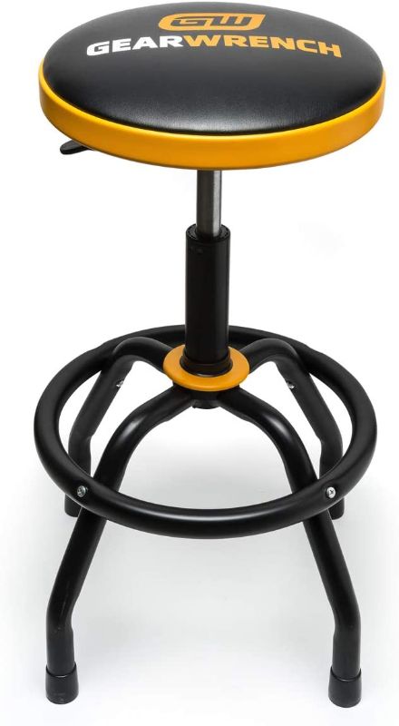 Photo 1 of GEARWRENCH Adjustable Height Swivel Shop Stool, 26" To 31" - 86992,Black
