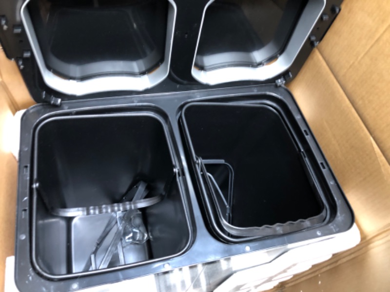 Photo 3 of **MISSING POWER CORD**
iTouchless Stainless Steel Dual-Compartment (8 Gallon Each) 60 Liter Kitchen Garbage Waste Solution 16 Gallon Touchless Sensor Trash Can/Recycle Bin