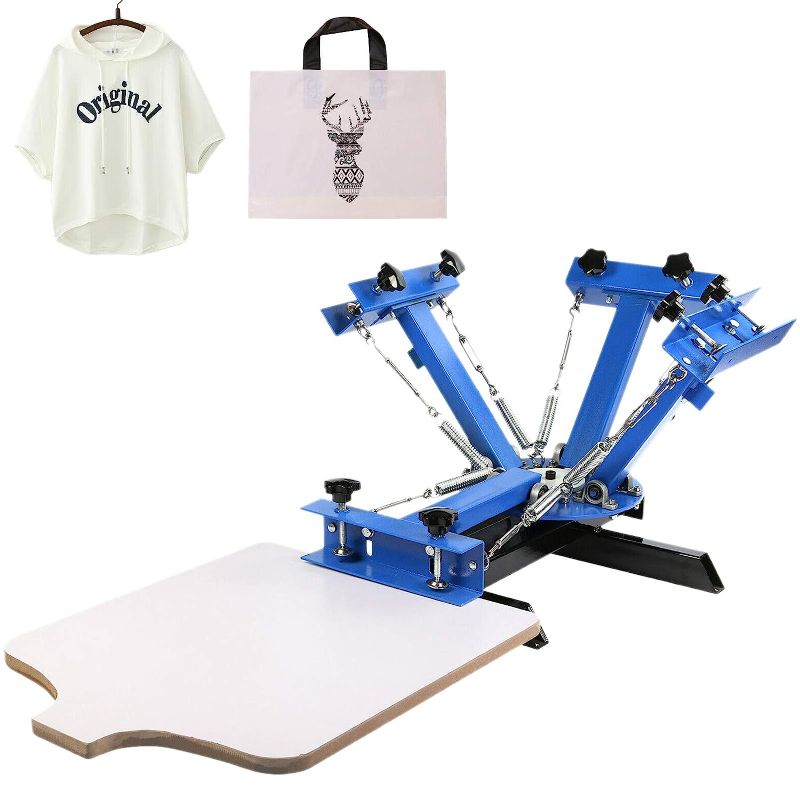 Photo 1 of 
VEVOR Screen Printing Press 4 Color 1 Station Screen Printing Machine Removable Pallet Silk Screen Printing Machine for DIY T-Shirt Printer