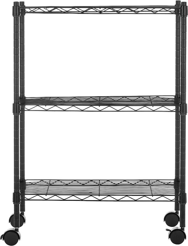 Photo 1 of 
Amazon Basics 3-Shelf Adjustable, Heavy Duty Storage Shelving Unit on 4'' Wheel Casters, 2 2 2 Pack****Metal Organizer Wire Rack, Black, 13.4" L x 23.2" W...
Size:3-Shelf
Style:With Wheels
Color:Black