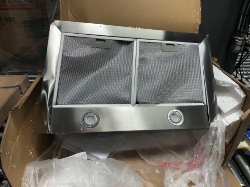 Photo 4 of **parts only**COMFEE' CVP30W6AST Ducted Pyramid Range 450 CFM Stainless Steel Wall Mount Vent Hood with 3 Speed Exhaust Fan, 5-Layer Aluminum Permanent Filters, Two LED Lights, Convertible to Ductless, 30 inches
