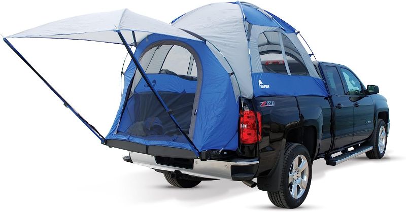 Photo 1 of 
Napier Sportz Truck Bed Tent, Vehicle Mounted Tent for Travelling and Car Camping with Waterproof Material Coating, Comfortable and Spacious 2 Person...
Color:Blue/Grey
Size:Full Size Short Bed 5.5'-5.8'