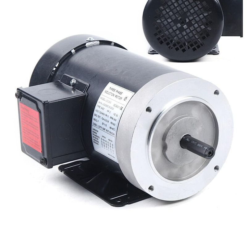 Photo 1 of 2HP Air Compressor Electric Motor 208-230/460 Volt 3 Phase Electric AC Motor 56C Frame 3450 RPM TEFC 5/8" Shaft For Oilfield Agriculture Air Compressor
