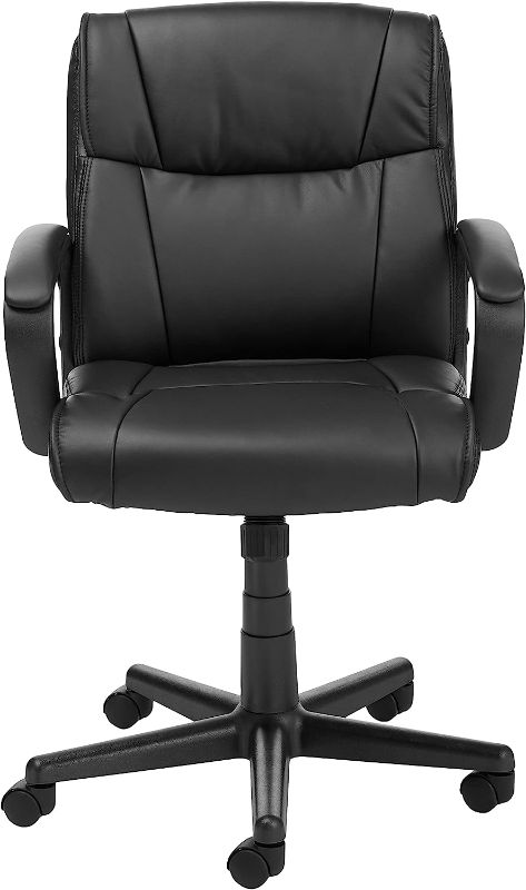 Photo 1 of Padded Office Desk Chair with Armrests, Adjustable Height/Tilt, 360-Degree Swivel, 275Lb Capacity, 24.2"D x 24"W x 34.8"H, Black