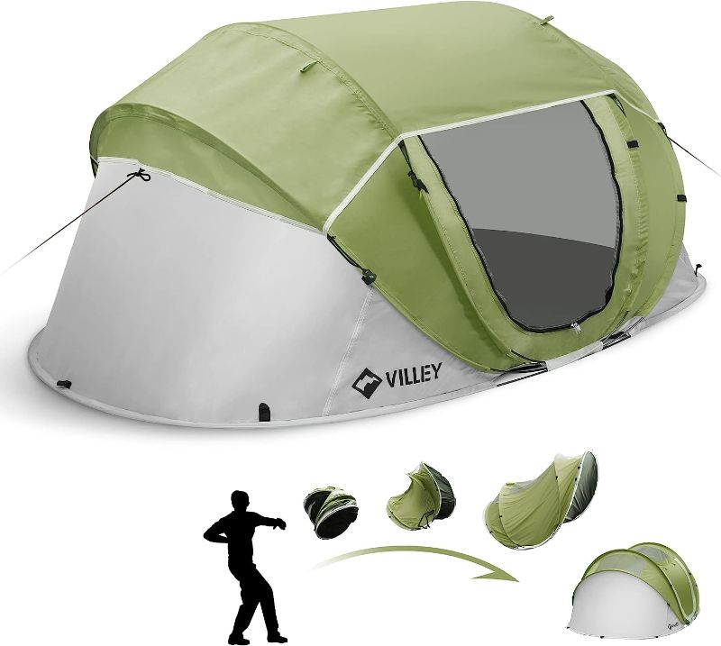 Photo 1 of *MINOR DAMAGE TO CASE** VILLEY 2 Person Easy Pop Up Tent, Waterproof Automatic Setup Instant Lightweight Camping Beach Tent with Carrying Bag for Camping, Hiking & Traveling

