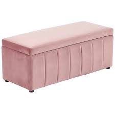 Photo 1 of ***SEE NOTE*** Beryl Velvet Storage Ottoman Bench - Pink
