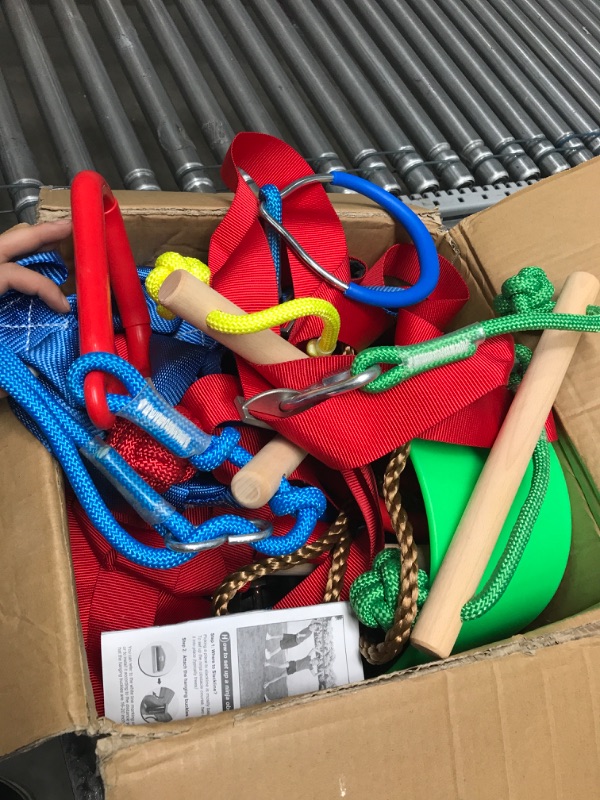 Photo 1 of 50FT Ninja Warrior Obstacle Course for Kids - Double Slacklines with 10 Most Complete Accessories for Kids, Swing, Trapeze Swing, Rope Ladder, Obstacle Net, 1.2M Arm Trainer 2x50FT + 10 attachments