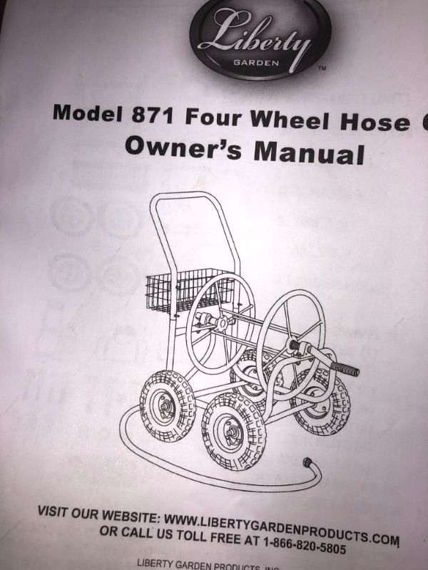 Photo 5 of *MISSING HARDWARE** Liberty Garden Residential Grade 4 Wheel 871-M1-1 Garden Hose Reel Cart, Bronze Hose Cart