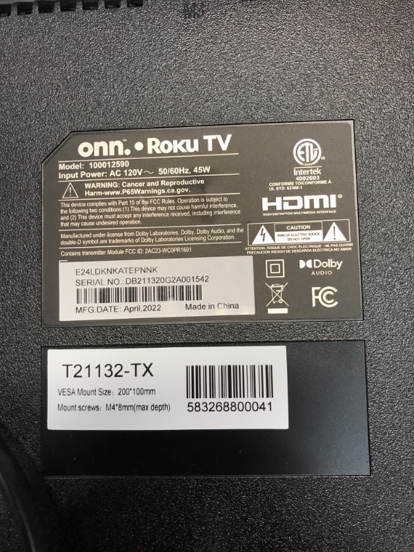 Photo 4 of Onn. 24" Class 720p HD LED Roku Smart TV (100012590)