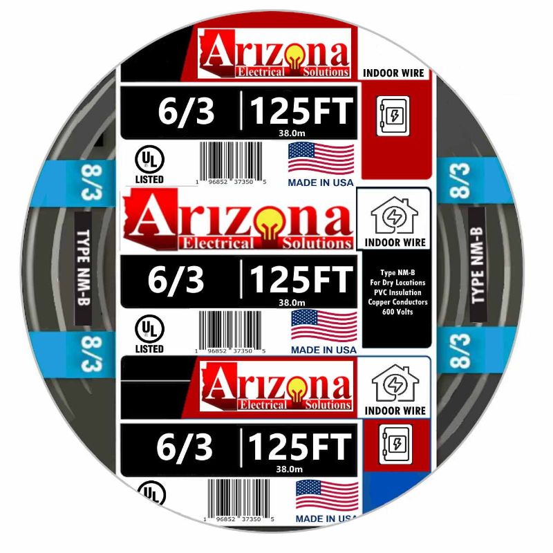 Photo 1 of 125 FEET 6/3 Type NM-B Copper. #6 AWG, 3 Conductor with Ground. Insulated Jacket Black