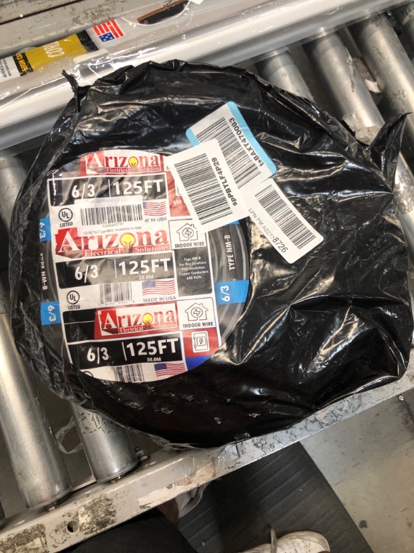 Photo 1 of 125 FEET 6/3 Type NM-B Copper. #6 AWG, 3 Conductor with Ground. Insulated Jacket Black